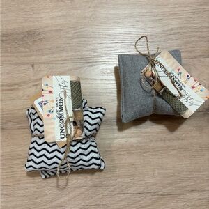 Microwaveable hand warmers || two pairs || gray and black stripes